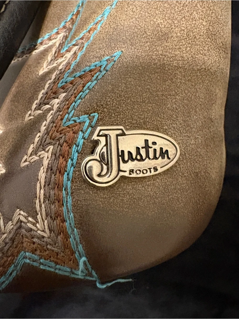 Justin Boots Brown Leather Shoulder Bag with Turquoise Stitching